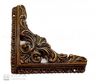 Reggispecchi ad angolo lavorato in ottone bronzato mm 95 x 95