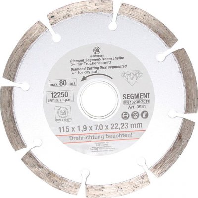 Disco diamantato corona segmentata Ø 115 mm foro 22.23 BGS 3931