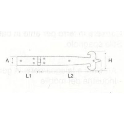 Cerniera mod. GIGLIO in ferro brunito con snodo centrato mm 275