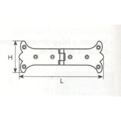 Cerniera mod. RUSTICA in ferro brunito con snodo piano mm 155
