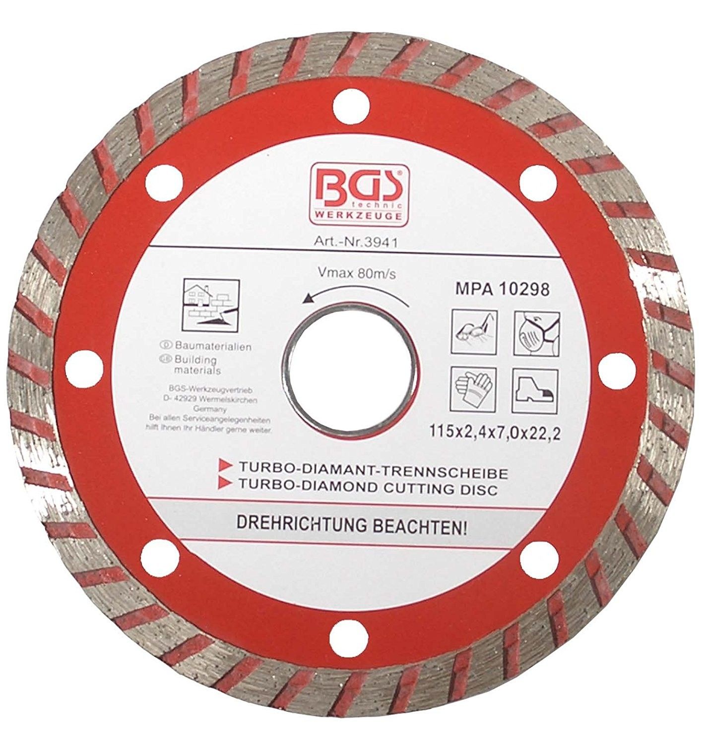 Disco diamantato corona tubo Ø 115 mm foro 22.23 BGS 3941