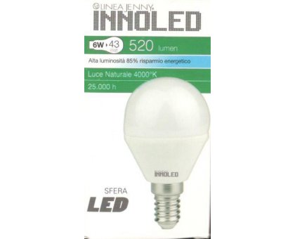 Lampadina LED SFERA 6w E14 Luce naturale 4000 K