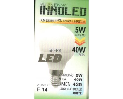Lampadina LED SFERA 5w E14 Luce naturale 4000 K
