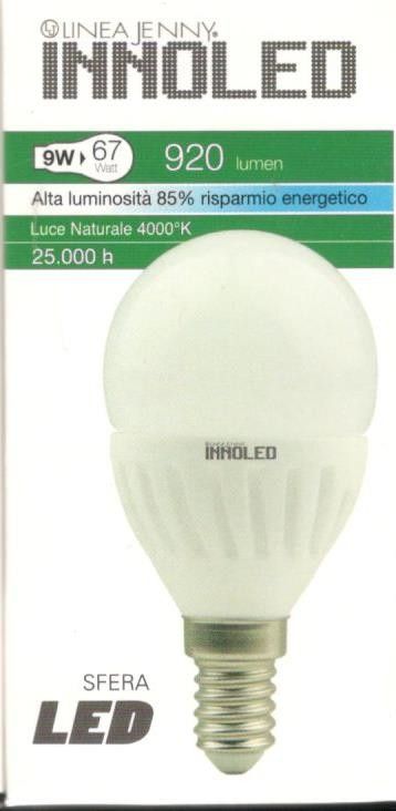 Lampadina LED SFERA 9w E14 Luce naturale 4000 K