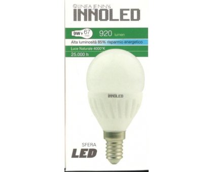 Lampadina LED SFERA 9w E14 Luce naturale 4000 K