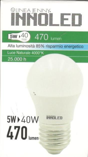 Lampadina LED SFERA 5w E27 Luce naturale 4000 K