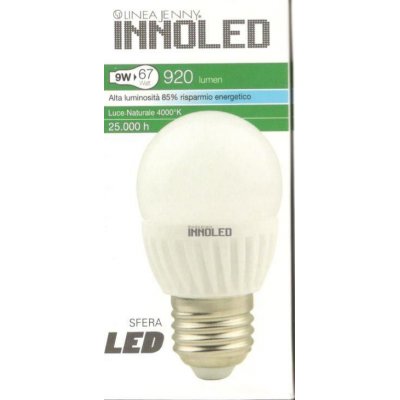 Lampadina LED SFERA 9w E27 Luce naturale 4000 K