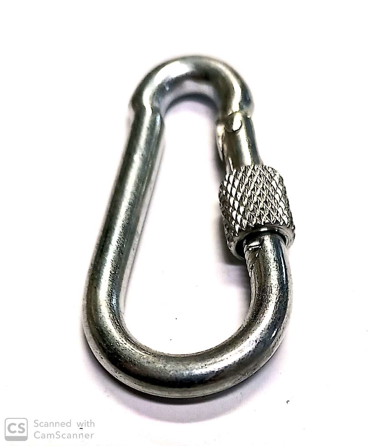 Moschettone pompiere mm  60 con ghiera di sicurezza in acciaio zincato