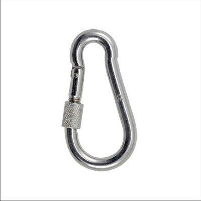 Moschettone pompiere mm 60 con ghiera di sicurezza in acciaio zincato