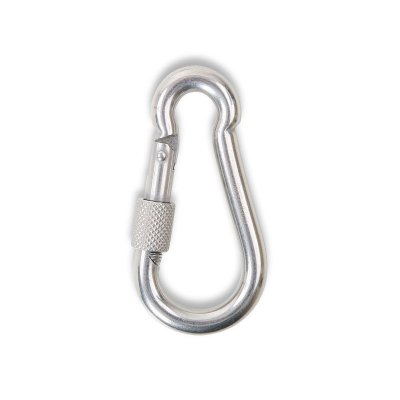 Moschettone pompiere mm 60 con ghiera di sicurezza in acciaio zincato