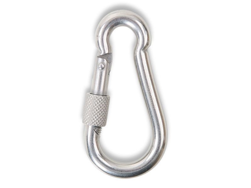 Moschettone pompiere mm  70 con ghiera di sicurezza in acciaio zincato