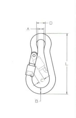 Moschettone pompiere mm 100 con ghiera di sicurezza in acciaio zincato