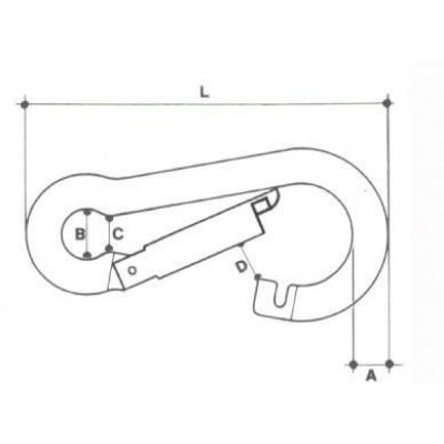 Moschettone pompiere inox mm 80 x 8 AISI 304