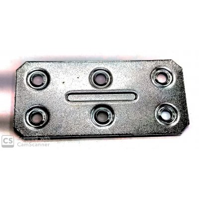 Piastrina rettangolare mm 86 x 40 cspessore mm 1 con 6 fori Ø. 5 mm