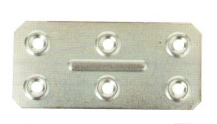 Piastrina rettangolare mm 86 x 40 cspessore mm 1 con 6 fori Ø. 5 mm