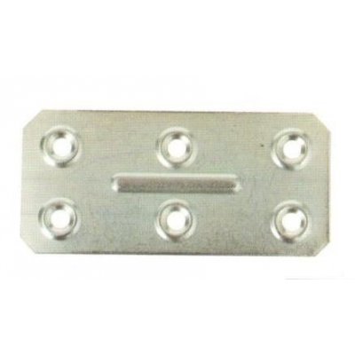 Piastrina rettangolare mm 86 x 40 cspessore mm 1 con 6 fori Ø. 5 mm