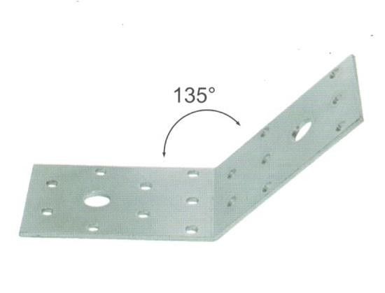 Piastra pesante angolo 135 gradi mm 80 x 80 x 50 spessore mm 2,5