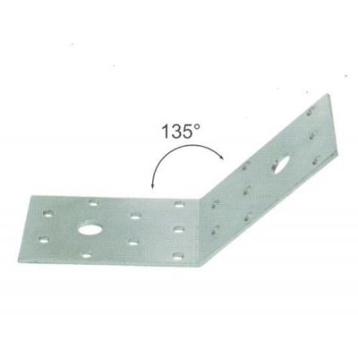 Piastra pesante angolo 135 gradi mm 80 x 80 x 50 spessore mm 2,5