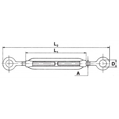 Tenditore a 2 occhi INOX mm 6 AISI 316