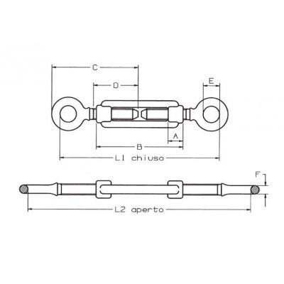 Tenditore a 2 occhi zincato mm 24