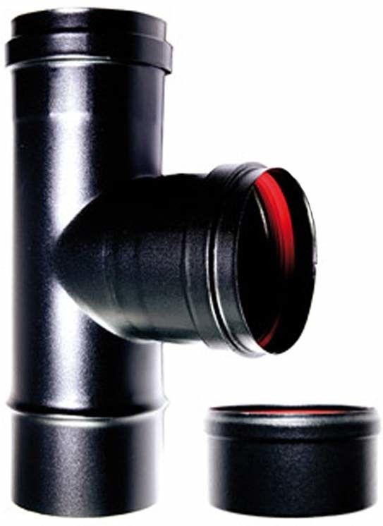 Raccordo a T 90 gradi mm 80 femmina acciaio smaltato nero