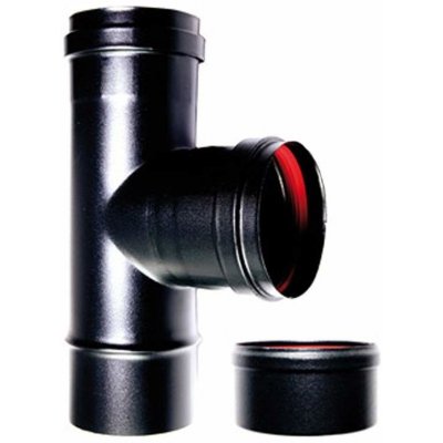 Raccordo a T 90 gradi mm 80 femmina acciaio smaltato nero