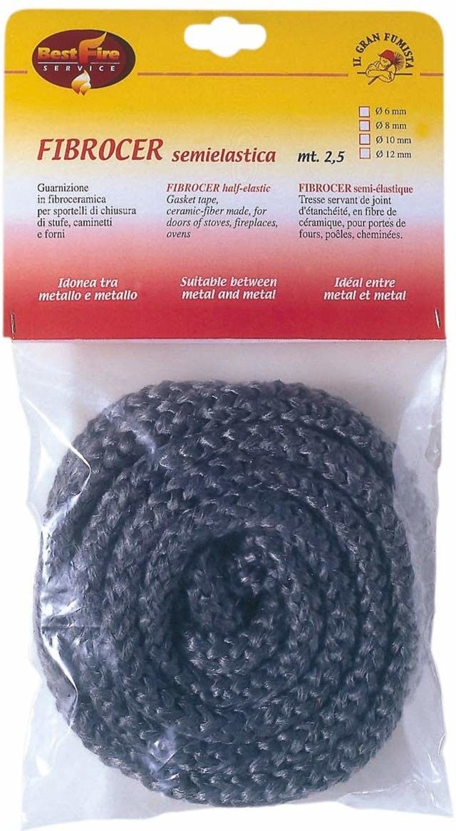 Guarnizione per stufe Ø 10 mm x 2,50 mt in fibroceramica semielastica
