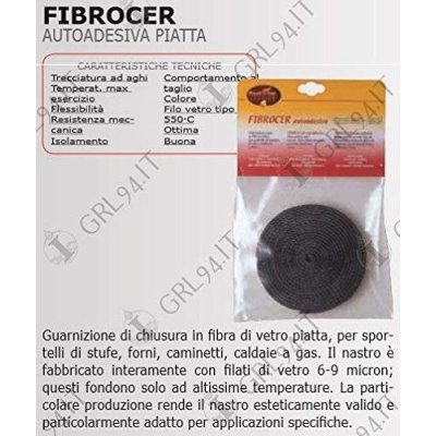 Guarnizione per stufe piatta mm 15 x 2 x 2,50 mt in fibroceramica semielastica
