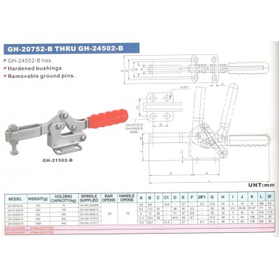 Morsetto pressore orizzontale 162 mm forza Kg 120 modello A/240