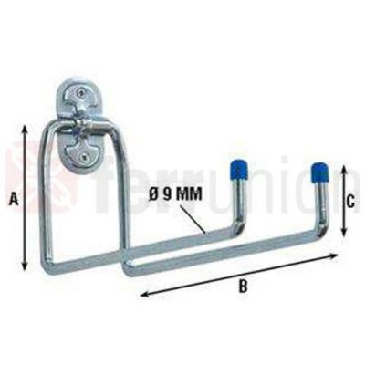 Gancio PORTATTREZZI ad U doppio cm 25 in acciaio zincato
