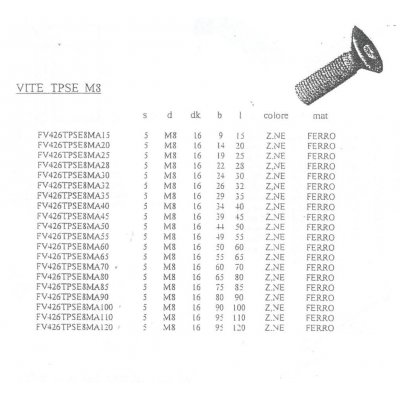 Vite per legno TPSEI 8 x 100 brunite