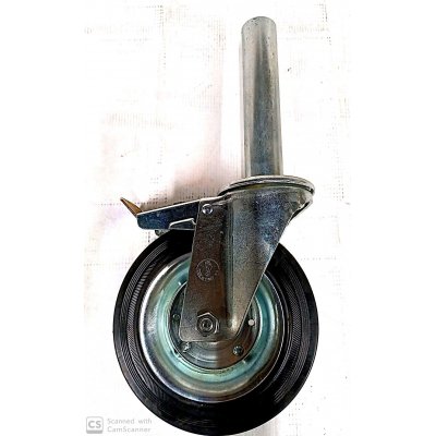 Ruota girevole per ponteggi d. 200x50 C/FRENO in gomma con codulo a tubo