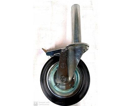 Ruota girevole per ponteggi d. 200x50 C/FRENO in gomma con codulo a tubo