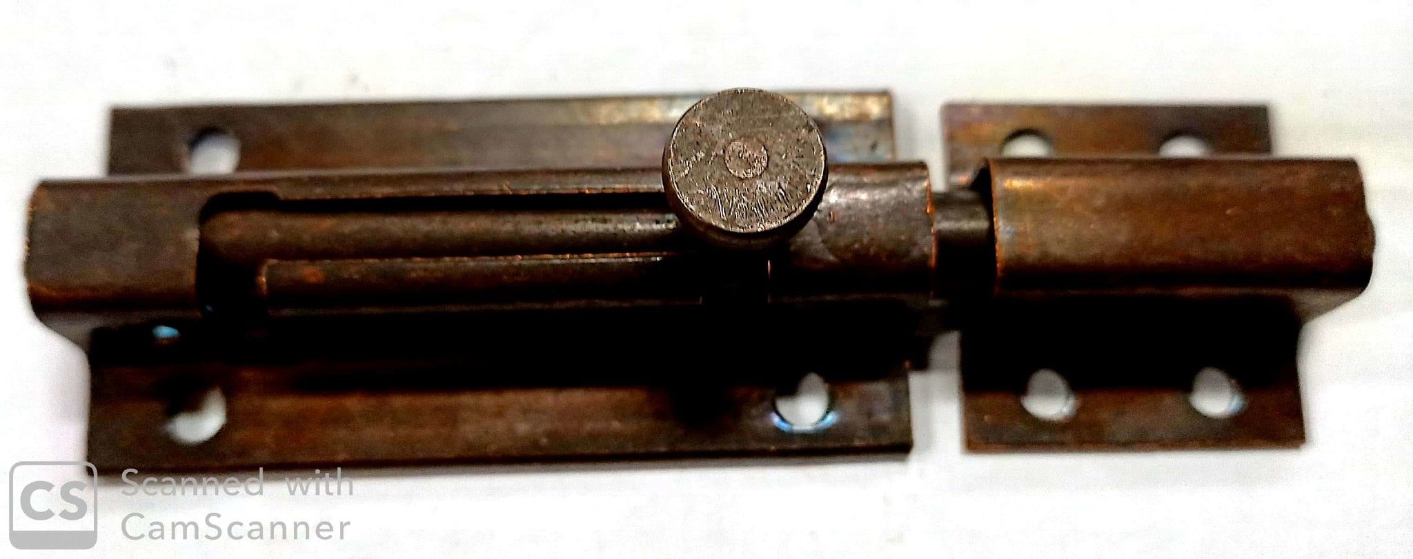 Catenaccio tondo mm 110 con portalucchetto in acciaio bronzato