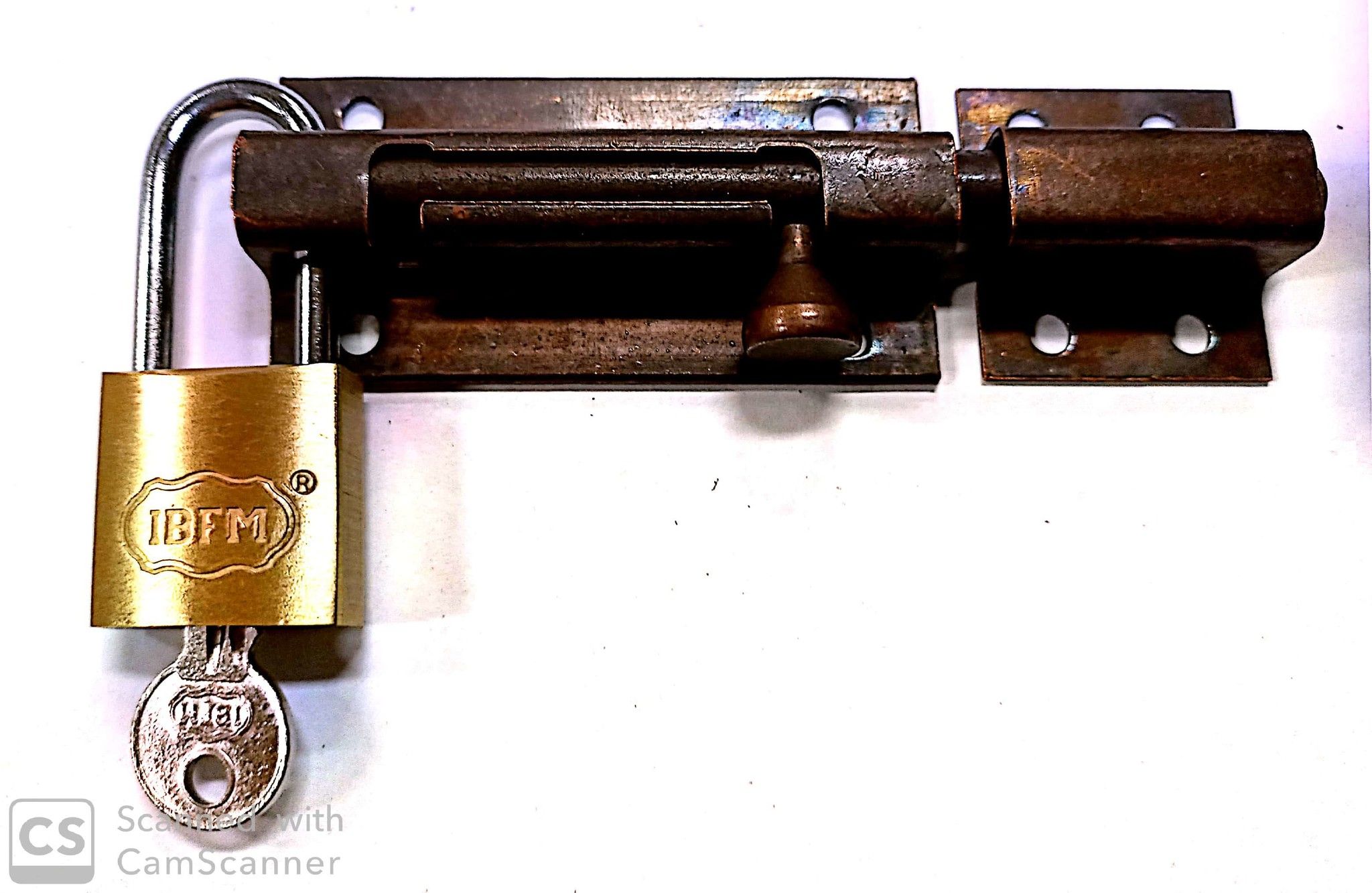 Catenaccio tondo mm 110 con portalucchetto in acciaio bronzato