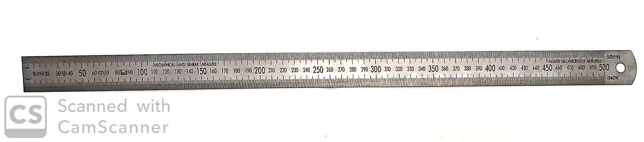 Riga inox millimetrata mm  500 x 30 x 0,8