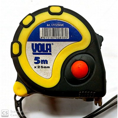 Flessometro gommato triplo stop 5mx25mm VOLA