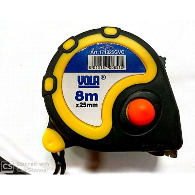 Flessometro gommato triplo stop 8mx25mm VOLA