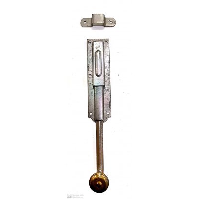 Catenaccio verticale a coda cm 20 mezzo peso in ferro grezzo pomolo dorato