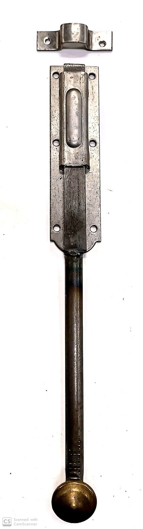 Catenaccio verticale a coda cm 30 mezzo peso in ferro grezzo pomolo dorato