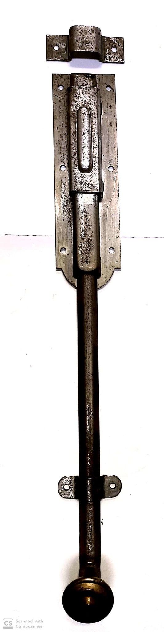 Catenaccio verticale a coda cm 35 PESANTE in ferro grezzo pomolo dorato