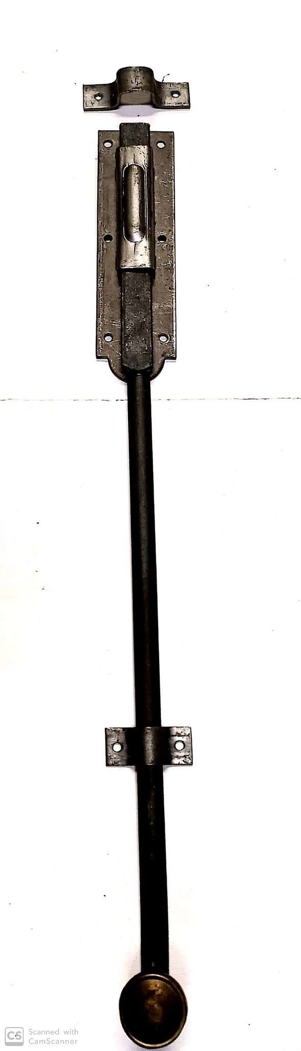 Catenaccio verticale a coda cm 40 mezzo peso in ferro grezzo pomolo dorato