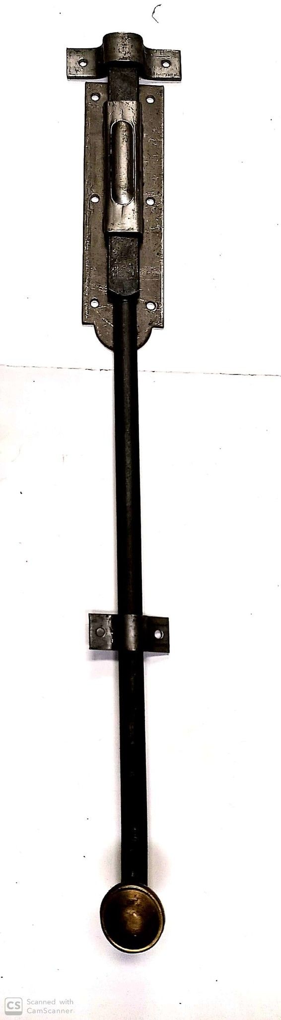 Catenaccio verticale a coda cm 40 mezzo peso in ferro grezzo pomolo dorato