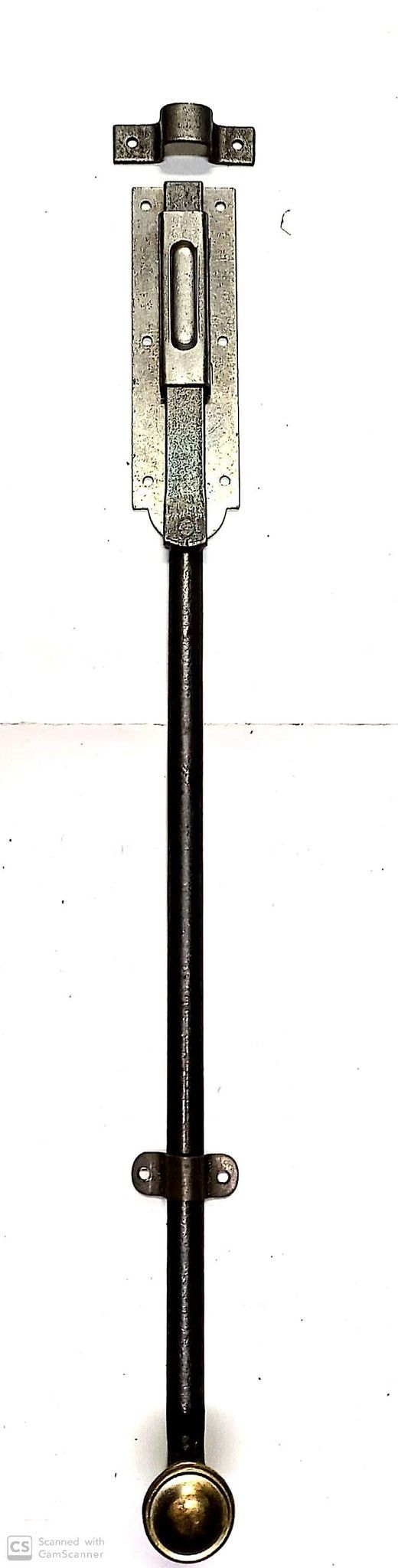 Catenaccio verticale a coda cm 45 mezzo peso in ferro grezzo pomolo dorato