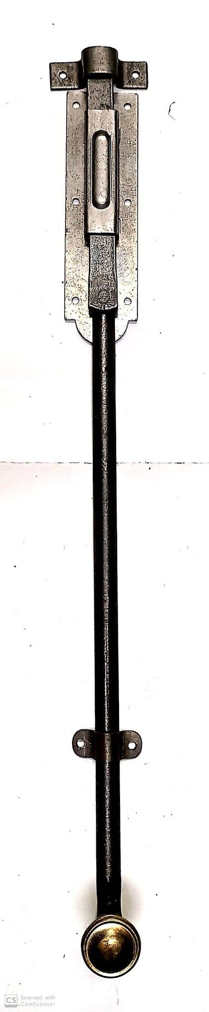 Catenaccio verticale a coda cm 45 mezzo peso in ferro grezzo pomolo dorato