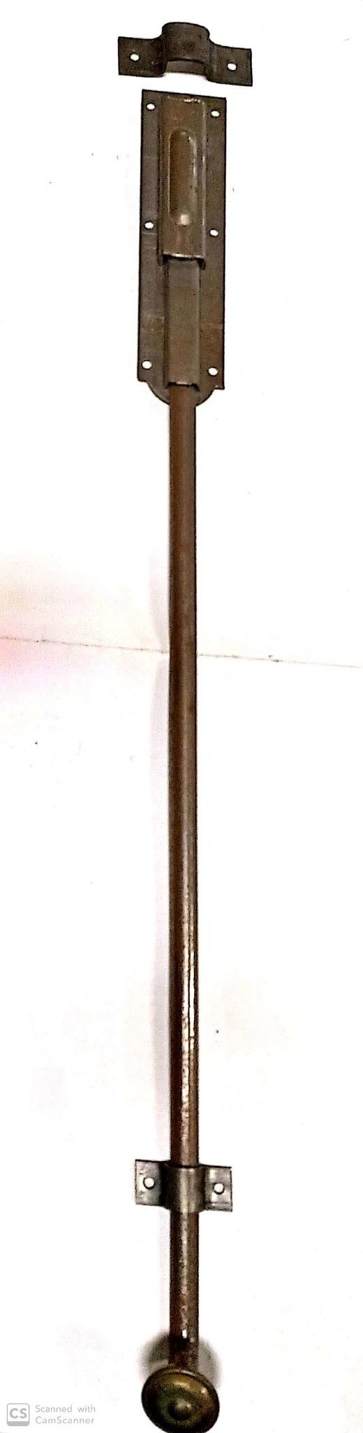 Catenaccio verticale a coda cm 50 mezzo peso in ferro grezzo pomolo dorato