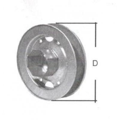 Puleggia in metallo d. 180 mm con calotta per rullo ottagonale mm 60