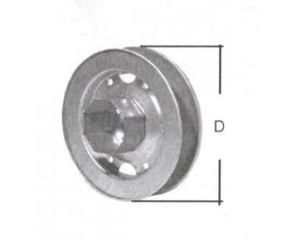 Puleggia in metallo d. 200 mm con calotta per rullo ottagonale mm 60