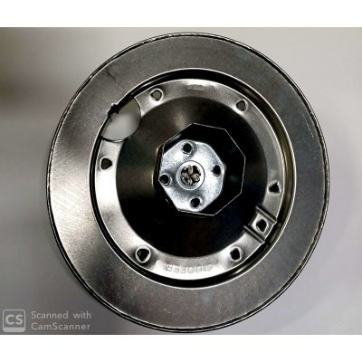 Puleggia in metallo d. 220 mm con calotta per rullo ottagonale mm 60