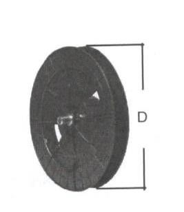 Puleggia in PVC d. 220 mm perno esterno per calotta liscia mm 60